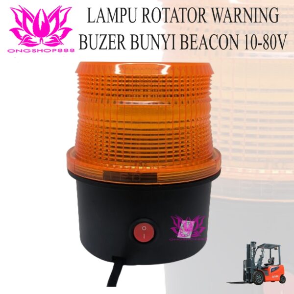 Lampu Rotator Warning Lamp Rotary LED 10-80V Buzer Bunyi Beacon