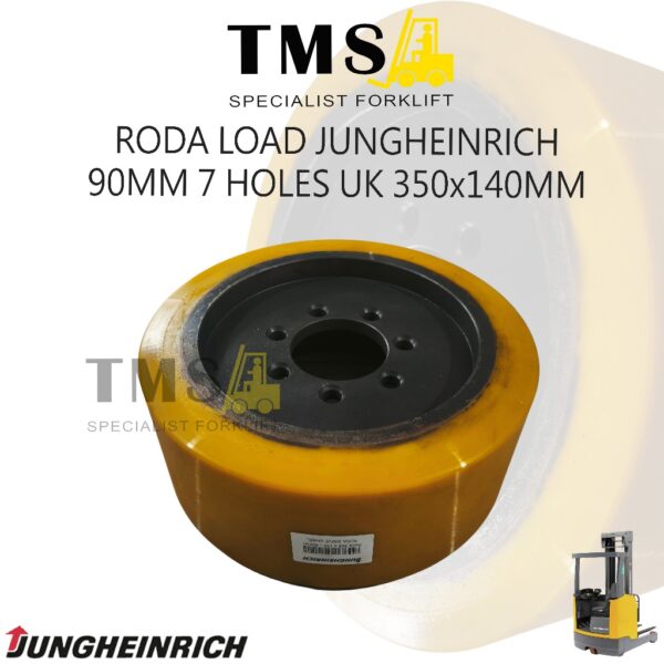 Load Wheel Jungheinrich 350x140MM 90MM 7 Lubang untuk Reach Truck Forklift Elektrik
