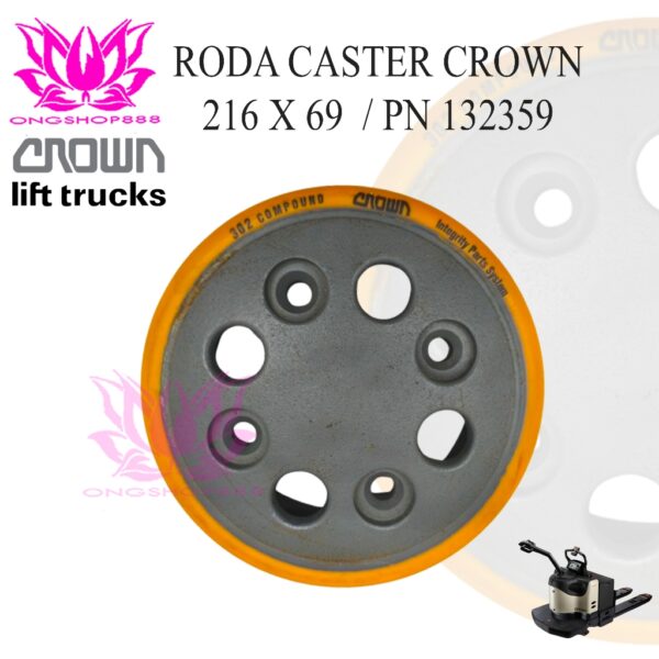 Roda Forklift Crown Caster wheel OD 220 ID 185 L70 PN 132359-302 ORI