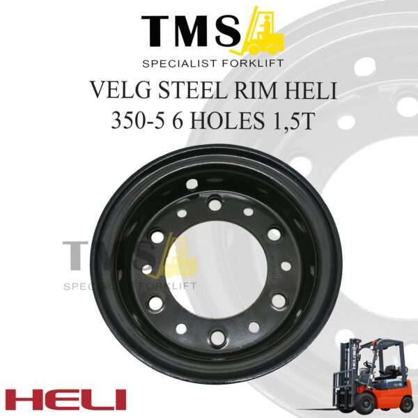 Velg Steel Rim HELI 350-5 6 Hole Forklift 1.5 Ton