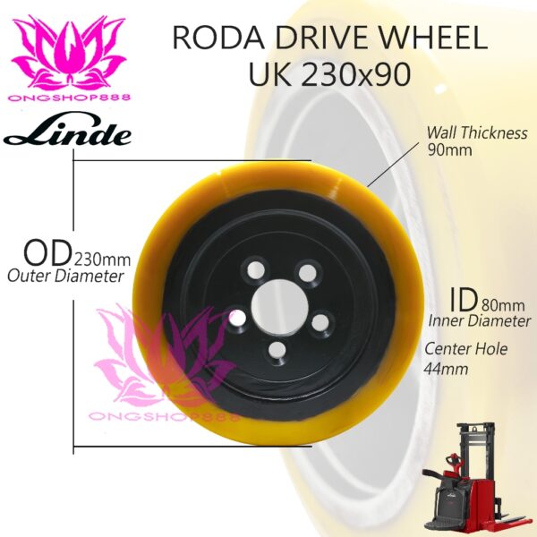 Roda Ukuran 230x90 Linde L14 Drive Wheel Roda Forklift Electric Pallet Stacker Forklift
