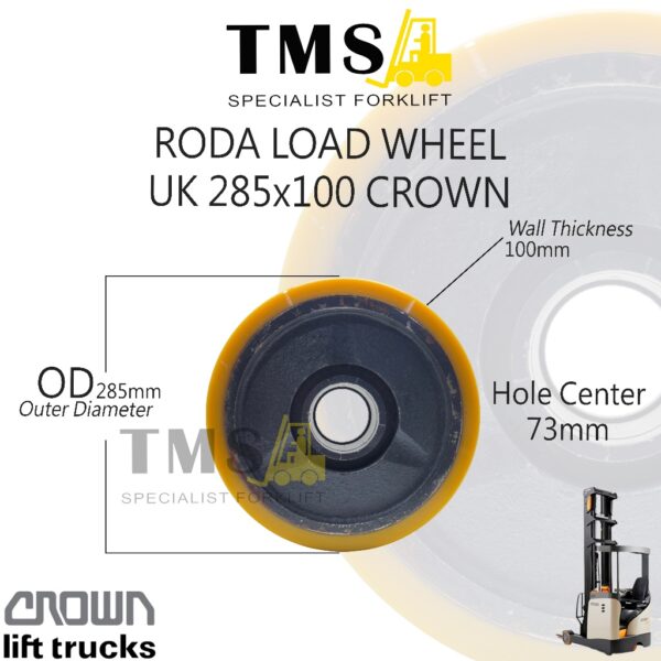 Roda Load Wheel UK 285x100 Wheel Crown – Roda Forklift Heavy Duty Sparepart Forklift Crown