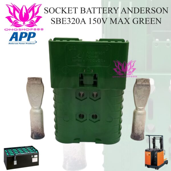 Socket Battery Anderson SBE 320A 150V Max For Forklift Green