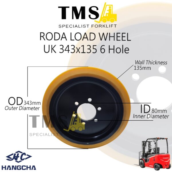 Roda LOAD WHEEL Ukuran 343x135 6 Hole Hangcha Roda Forklift Heavy Duty