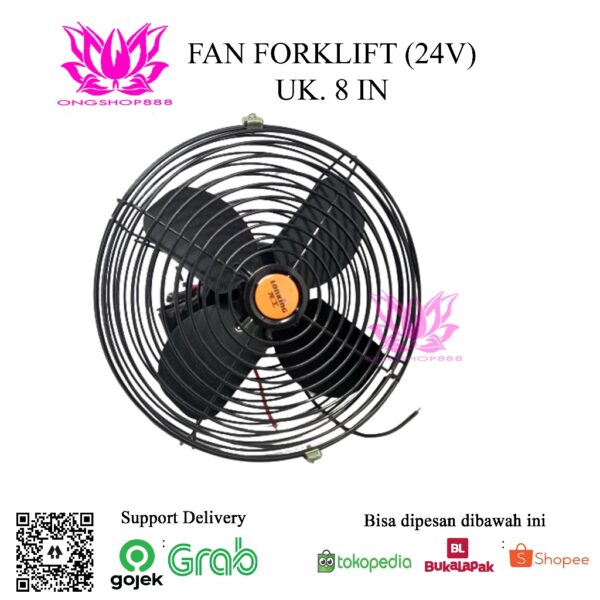 Fan Forklift Electric 8 Inch 24V DC Kipas Angin VDC Model Bulat