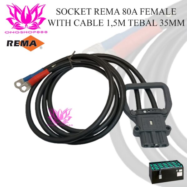 Socket Battery REMA 80 for forklift Female and Cable