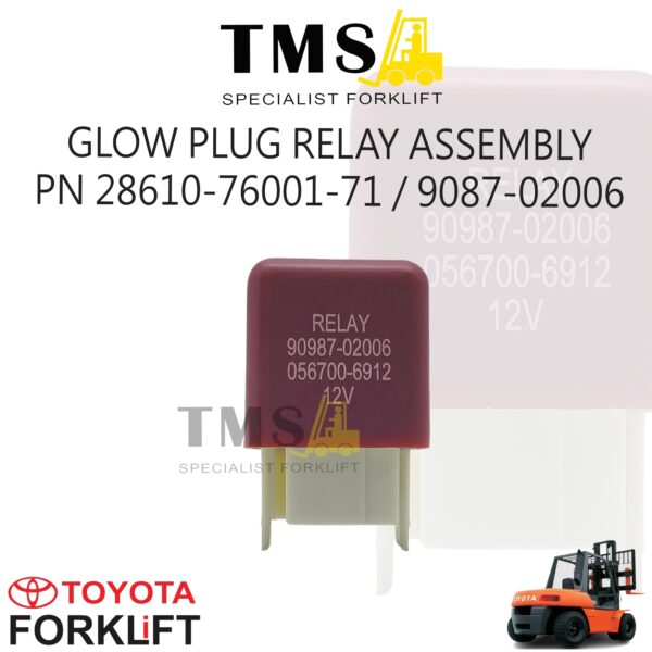 Glow Plug Relay Assembly 12V Part Number 28610-76001-71 / 9087-02006 For Toyota forklift