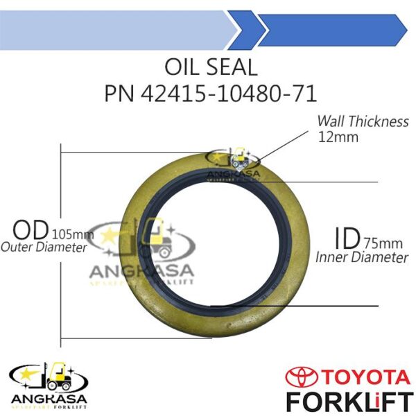 Part Number 42415-10480-71 Seal Oil Front Axle Hub Toyota Forklift 7FD, 7FG, 8FD, 8FG