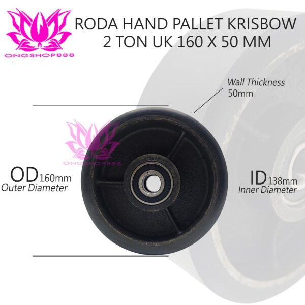 Roda Hand Pallet 160x50 Load Wheel Polyurethane Heavy Duty Krisbow 2 Ton