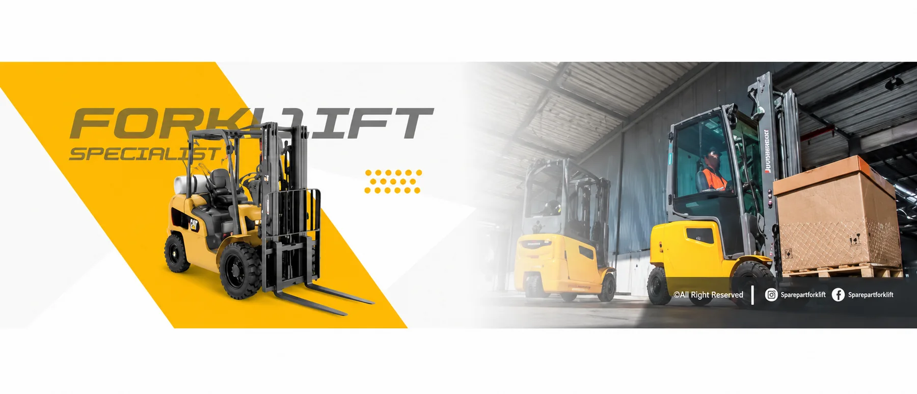 Beberapa forklift electric beroperasi di area gudang