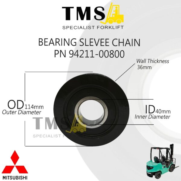 Bearing Sleeve Chain PN 94211-00800 Mitsubishi Forklift FD20 FD25 F18B Chain Sheave Pulley Mast