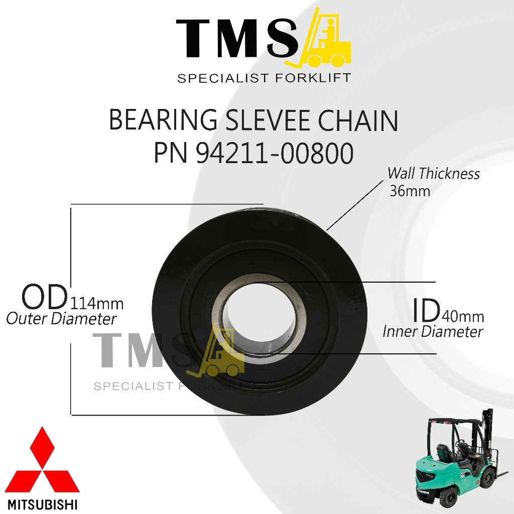 Bearing Sleeve Chain PN 94211-00800 Mitsubishi Forklift FD20 FD25 F18B Chain Sheave Pulley Mast