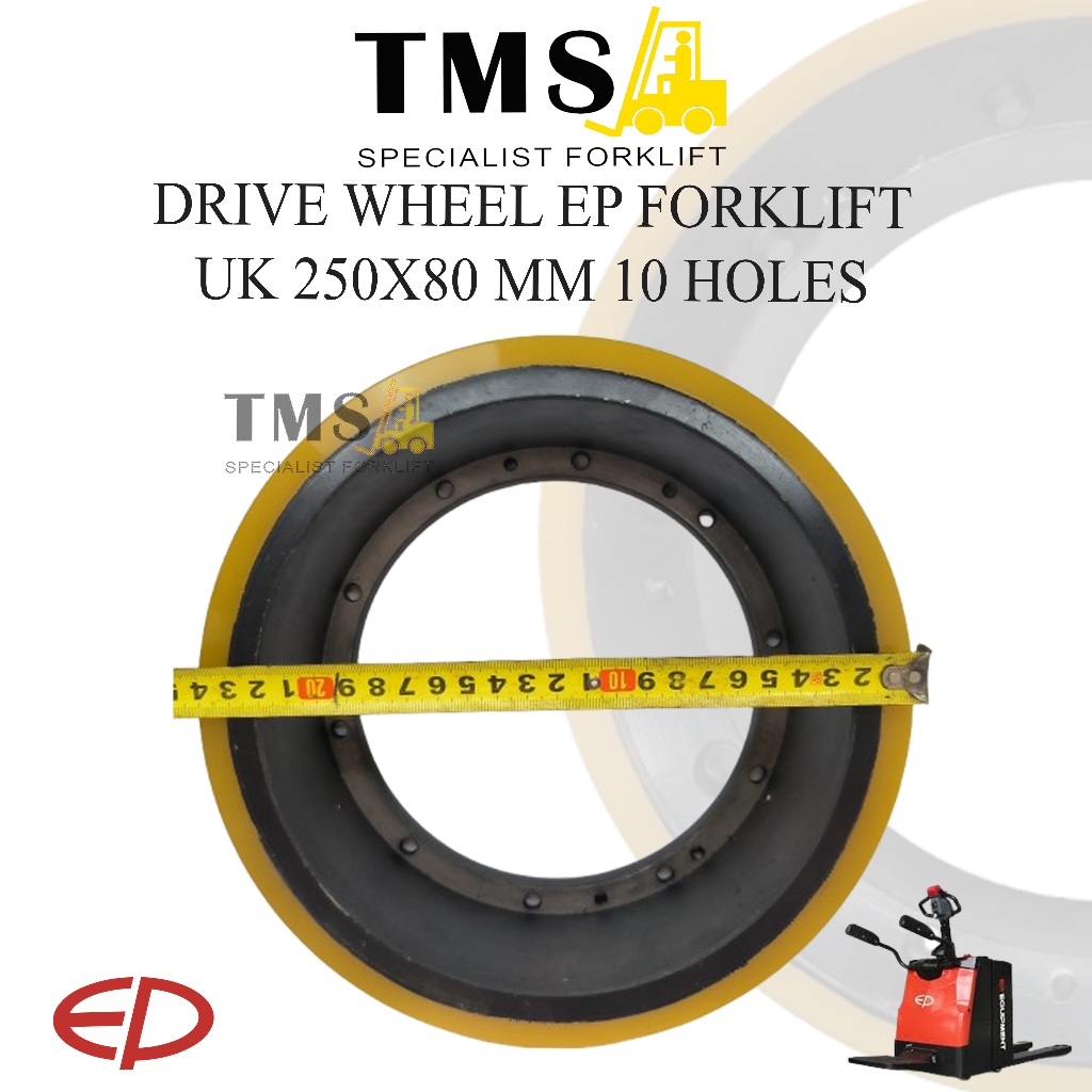 Roda Drive Wheel Stacket Pallet Mover EP Forklift 250x80 10 Holes - Gambar 2