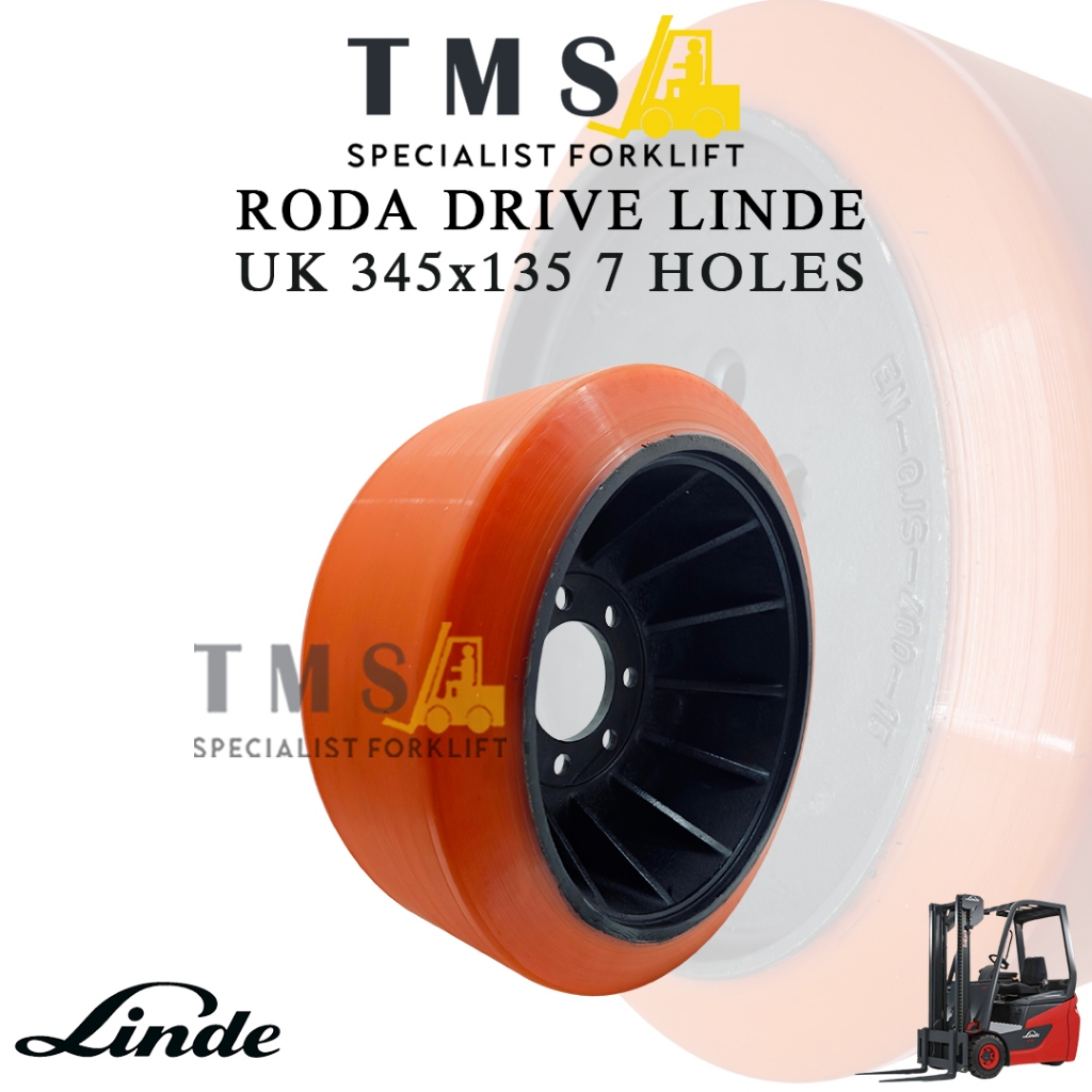Roda Load Wheel Ukuran 345x135 7 Hole 80mm Linde Roda Forklift Heavy Duty - Gambar 3