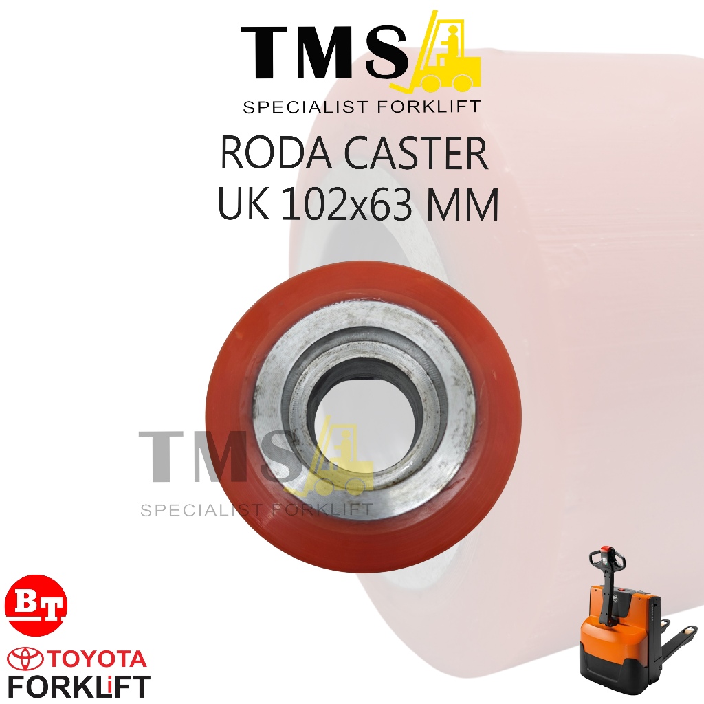 Roda Forklift Ukuran 102x63mm BT Toyota Load Roller Pallet Truck & Electric Stacker - Gambar 2