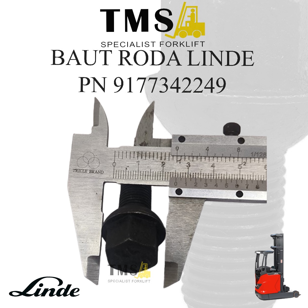 Baut Roda Forklift Reachtruck LINDE 9177342249 Wheel Bolt LINDE R20 E30 - Gambar 4