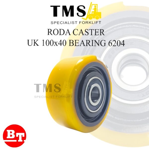 Roda Caster Forklift 100x40 Bearing 6204 Wheel Supporting Stacket Pallet Mover