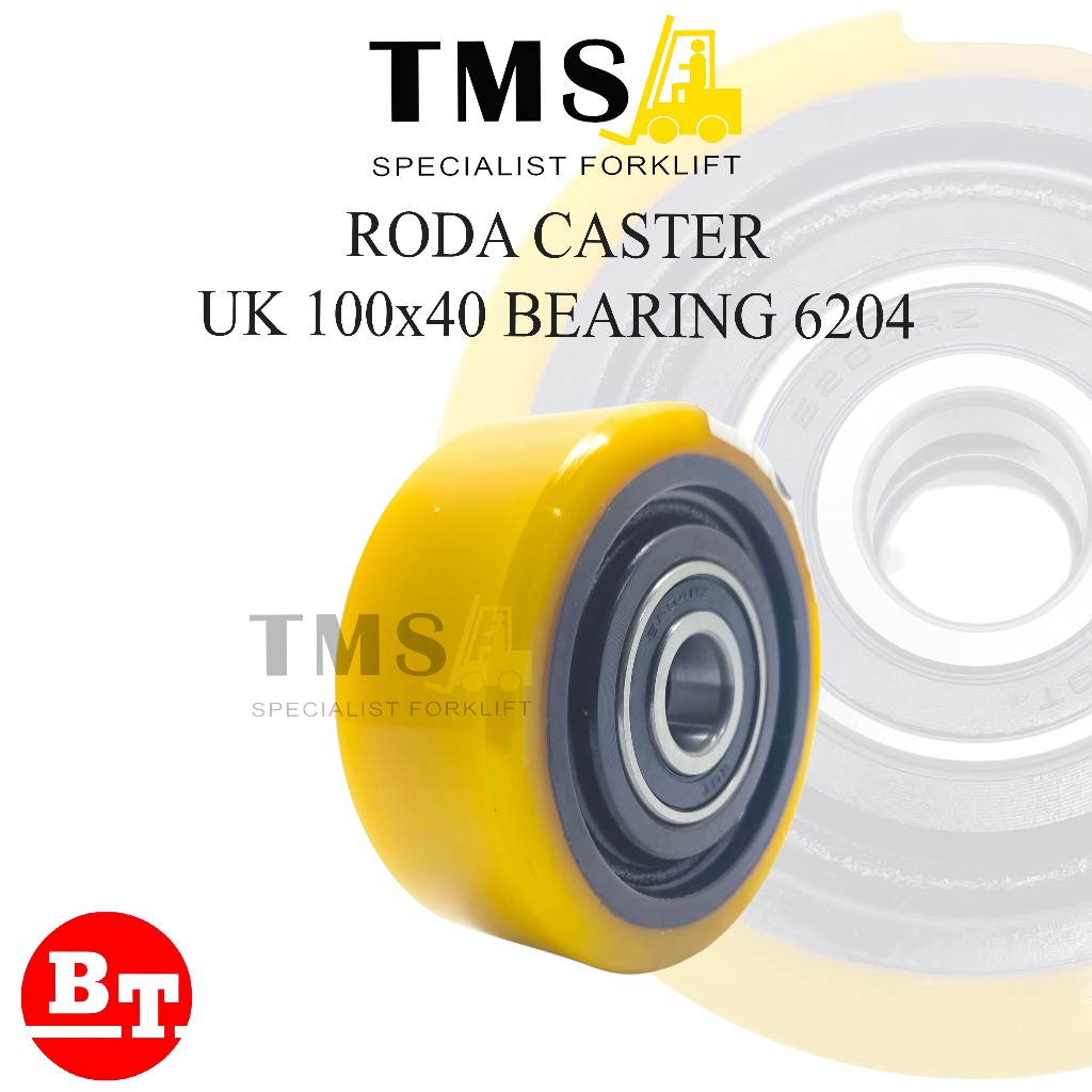 Roda Caster Forklift 100x40 Bearing 6204 Wheel Supporting Stacket Pallet Mover