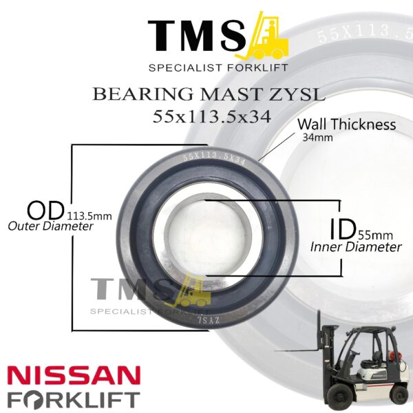 Nissan forklift Bearing Mast  55x113.5x34  Nissan Diesel Forklift