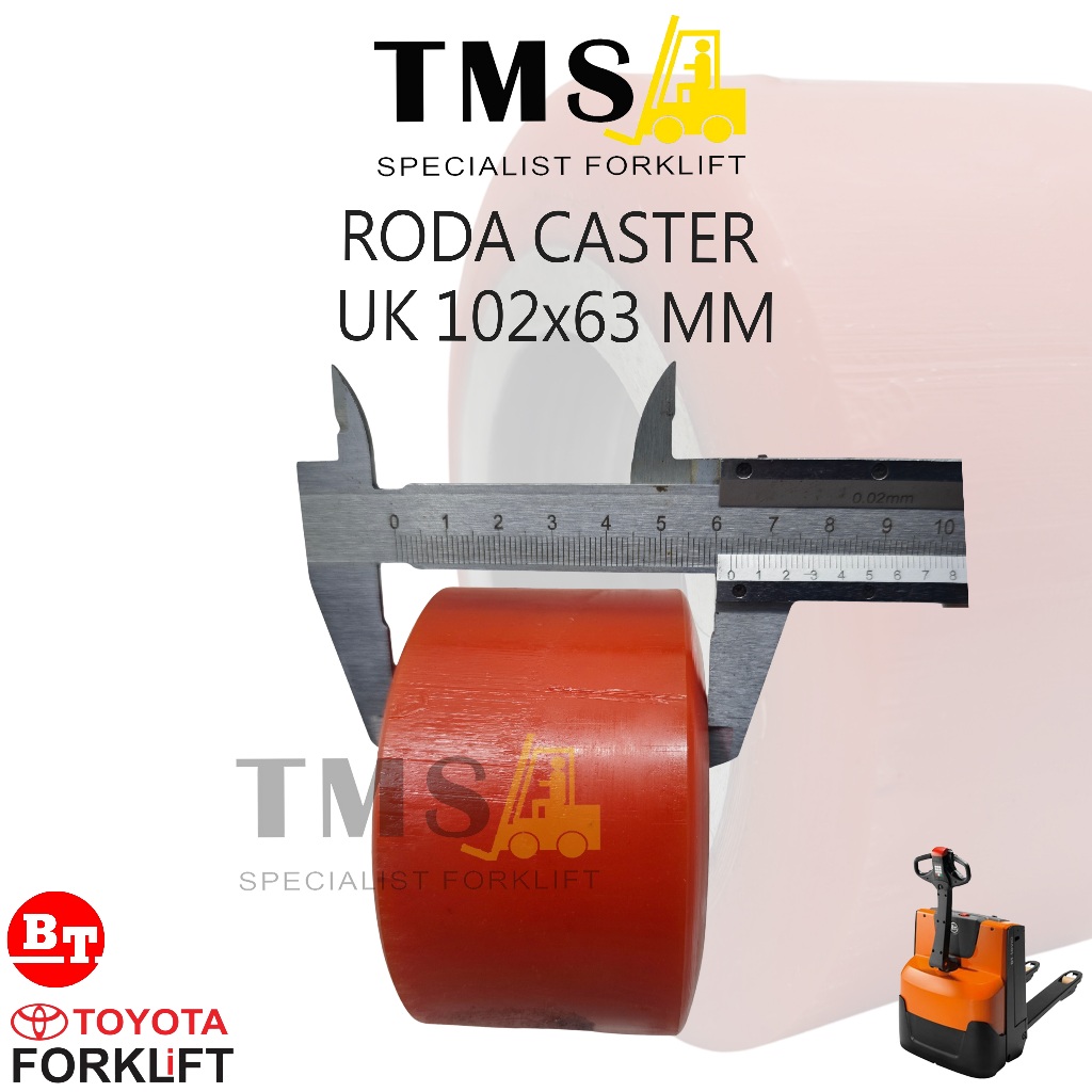 Roda Forklift Ukuran 102x63mm BT Toyota Load Roller Pallet Truck & Electric Stacker - Gambar 4