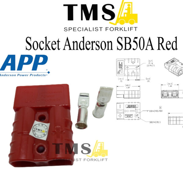 Socket Battery Anderson SB50A Red for forklift  aki