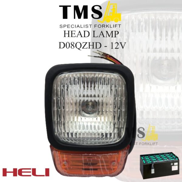 Lampu Depan D08QZHD Head Lamp 12V LED Front Light Heli Forklift