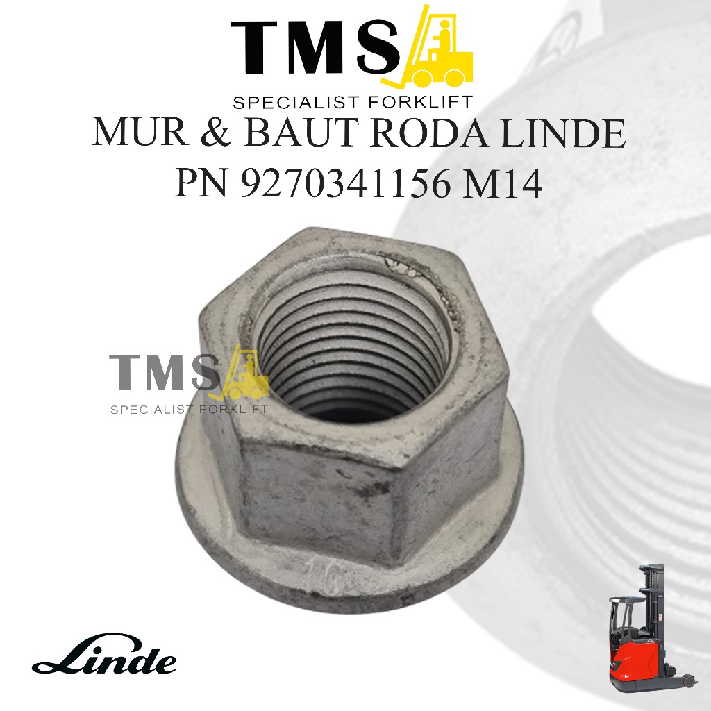Mur Baut Roda Forklift LINDE 9270341156 WHEEL NUT Reachtruck M14 - Gambar 2