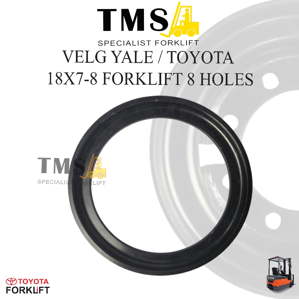 Velg Forklift YALE Toyota 2 Ton 18x7-8 8 lobang Hole 8 RIM Forklift Counter Balance - Gambar 5