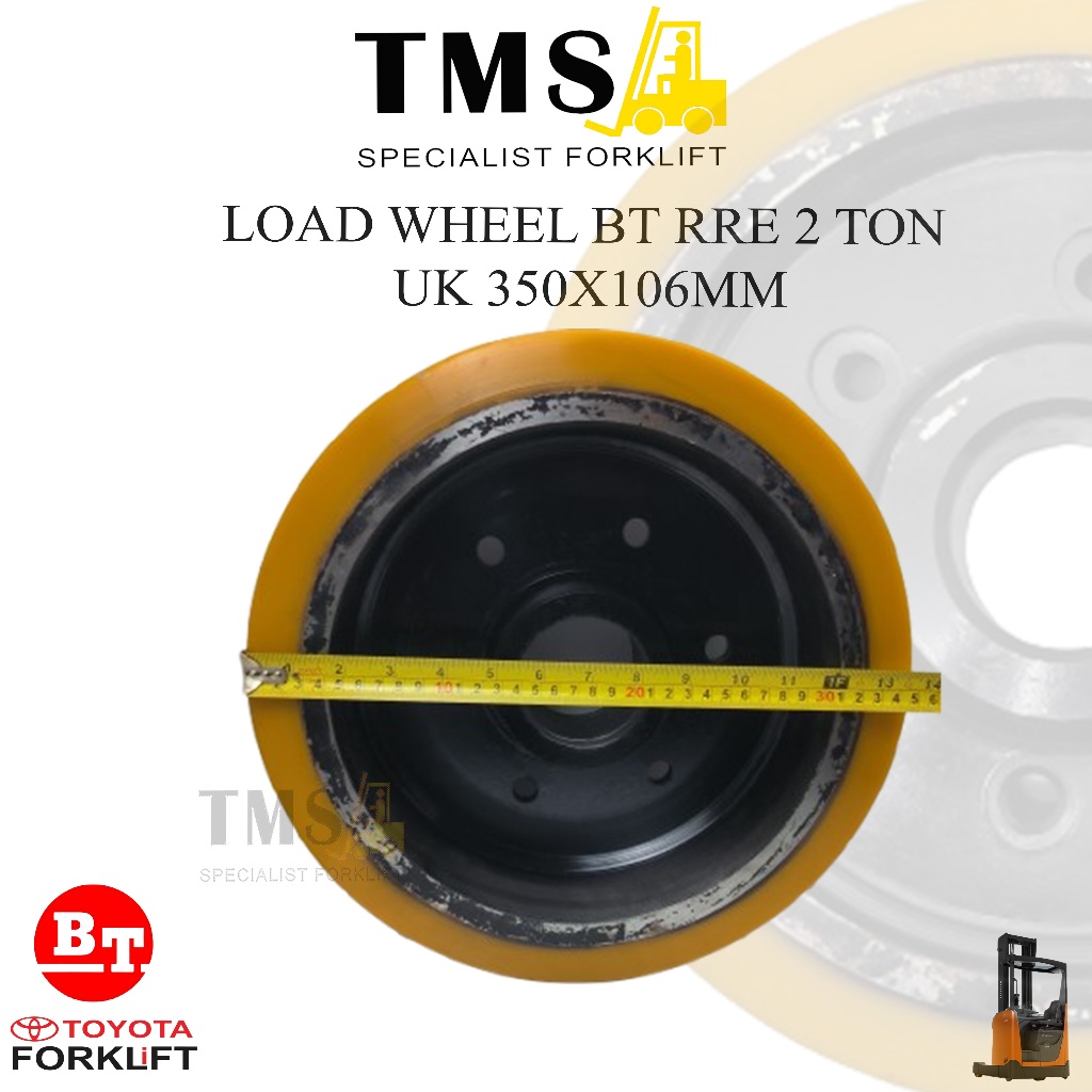 Roda Load Wheel BT RRE 2 Ton 350x106 6 Lubang 7540800 7610264 Polyurethane wheel BT Toyota Forklift - Gambar 3
