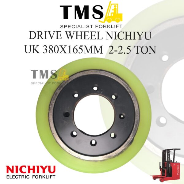 Nichiyu 380x165 Drive Wheel Forklift reachtruck Electric Urethane 2 - 2.5 Ton