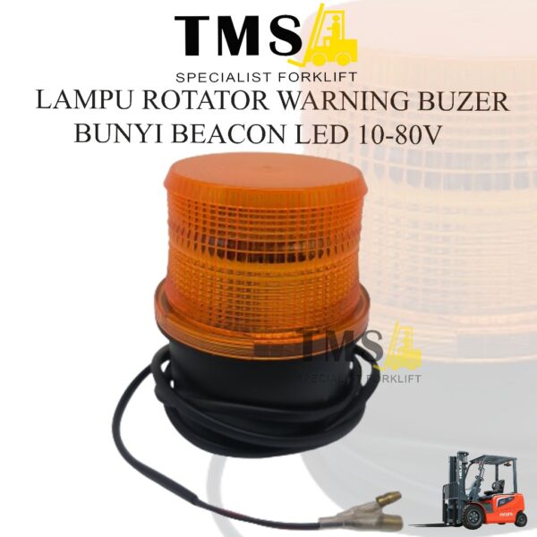 Lampu Rotator Warning Lamp Rotary LED 10-80V Buzer Bunyi Beacon