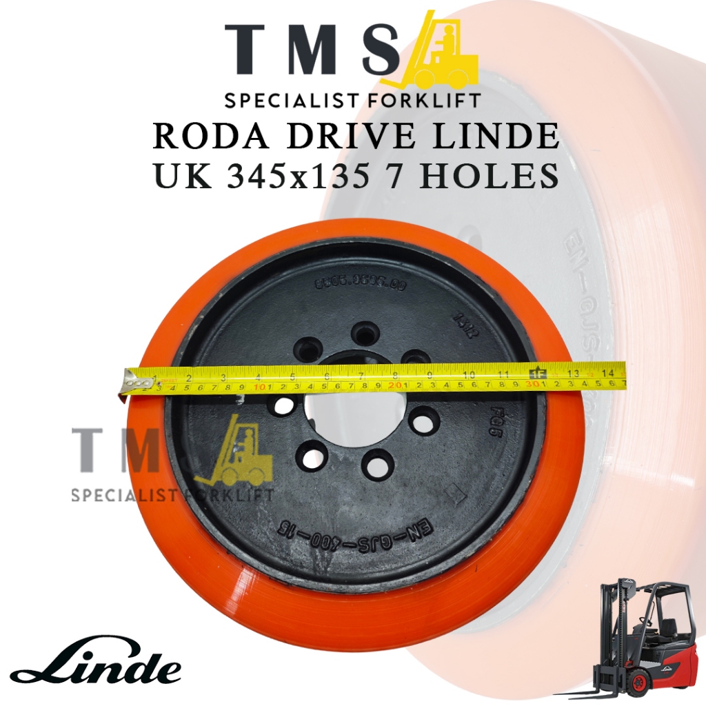 Roda Load Wheel Ukuran 345x135 7 Hole 80mm Linde Roda Forklift Heavy Duty - Gambar 4