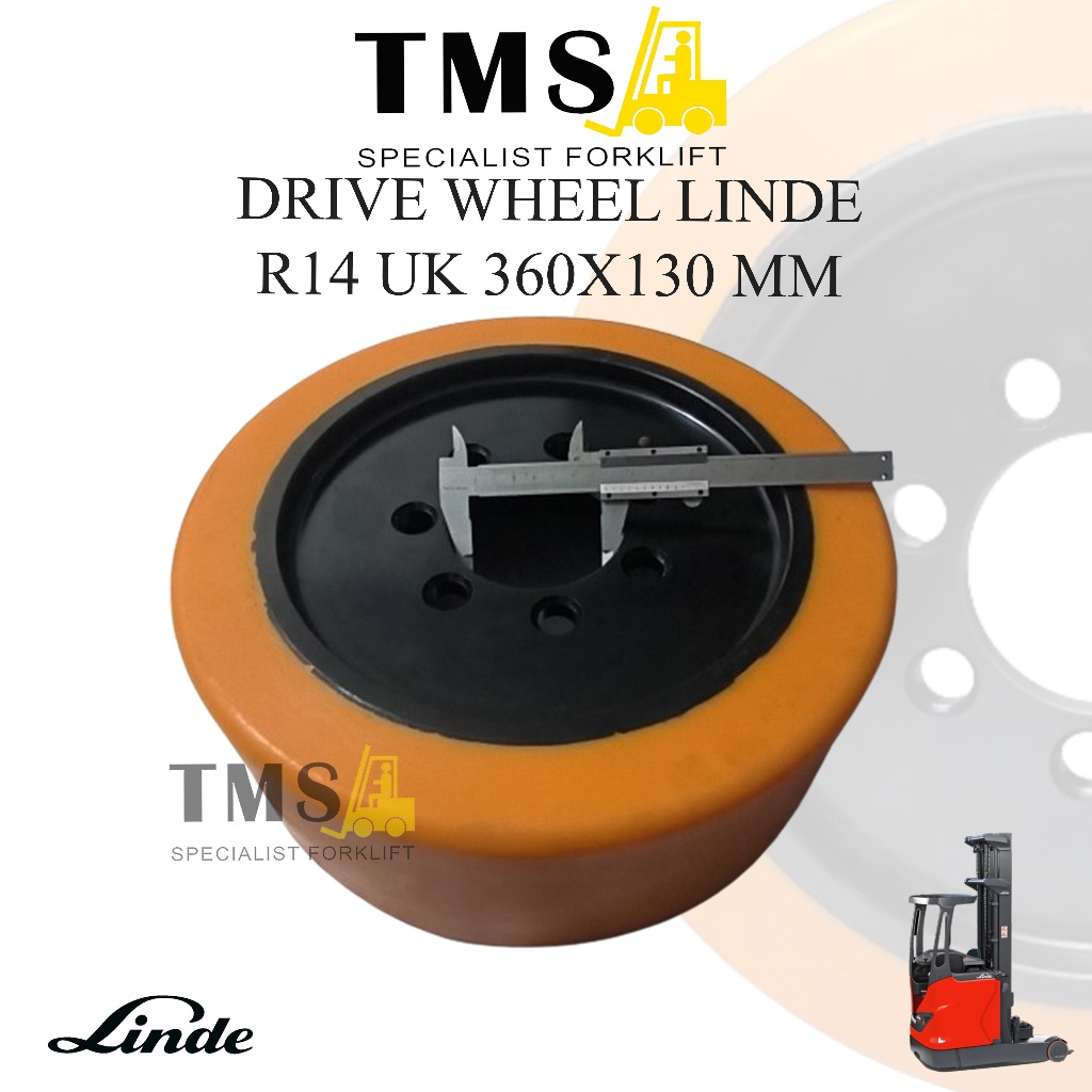 Linde Forklift Drive Wheel R14 360x130 90MM Roda Belakang Kemudi ReachTruck - Gambar 5
