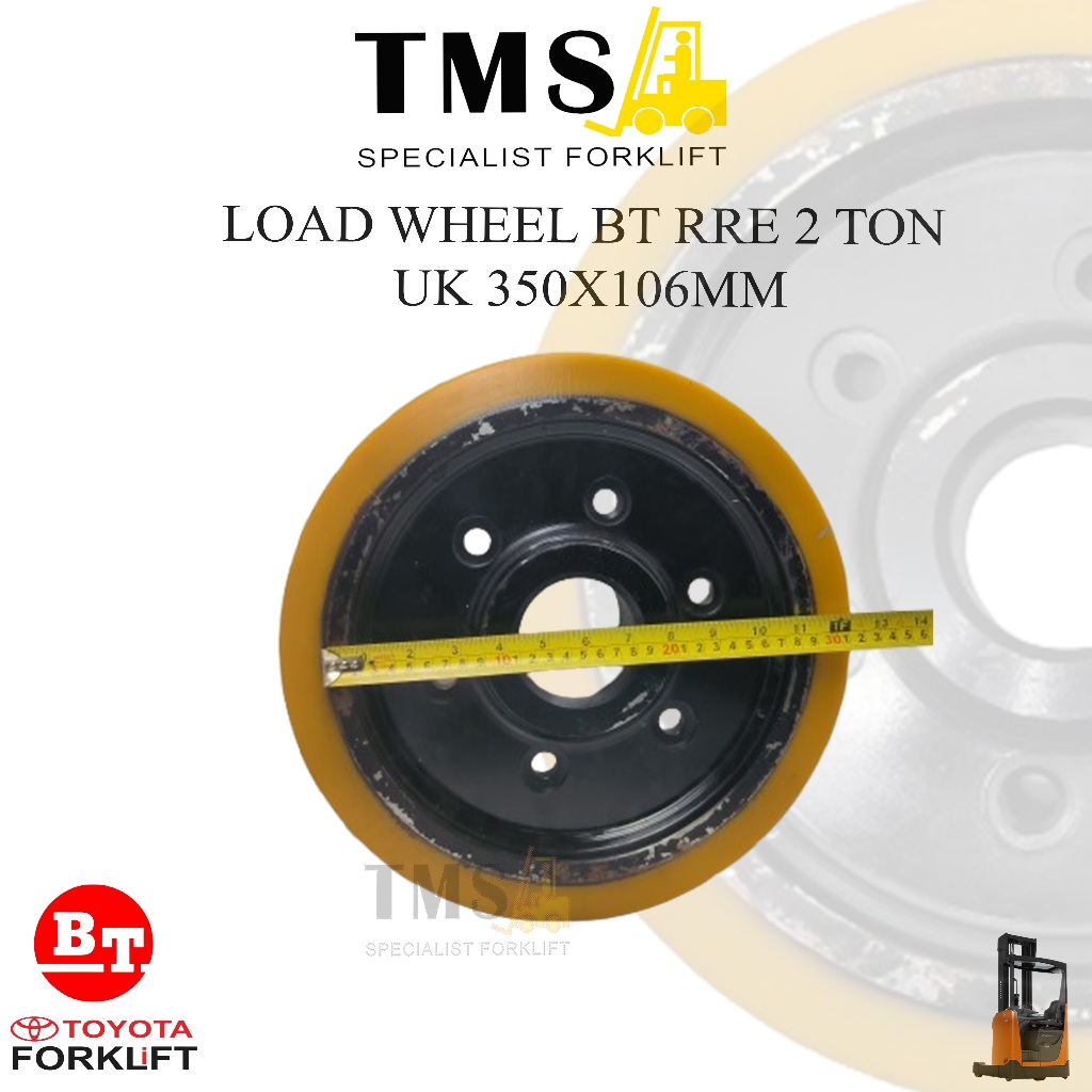 Roda Load Wheel BT RRE 2 Ton 350x106 6 Lubang 7540800 7610264 Polyurethane wheel BT Toyota Forklift - Gambar 5