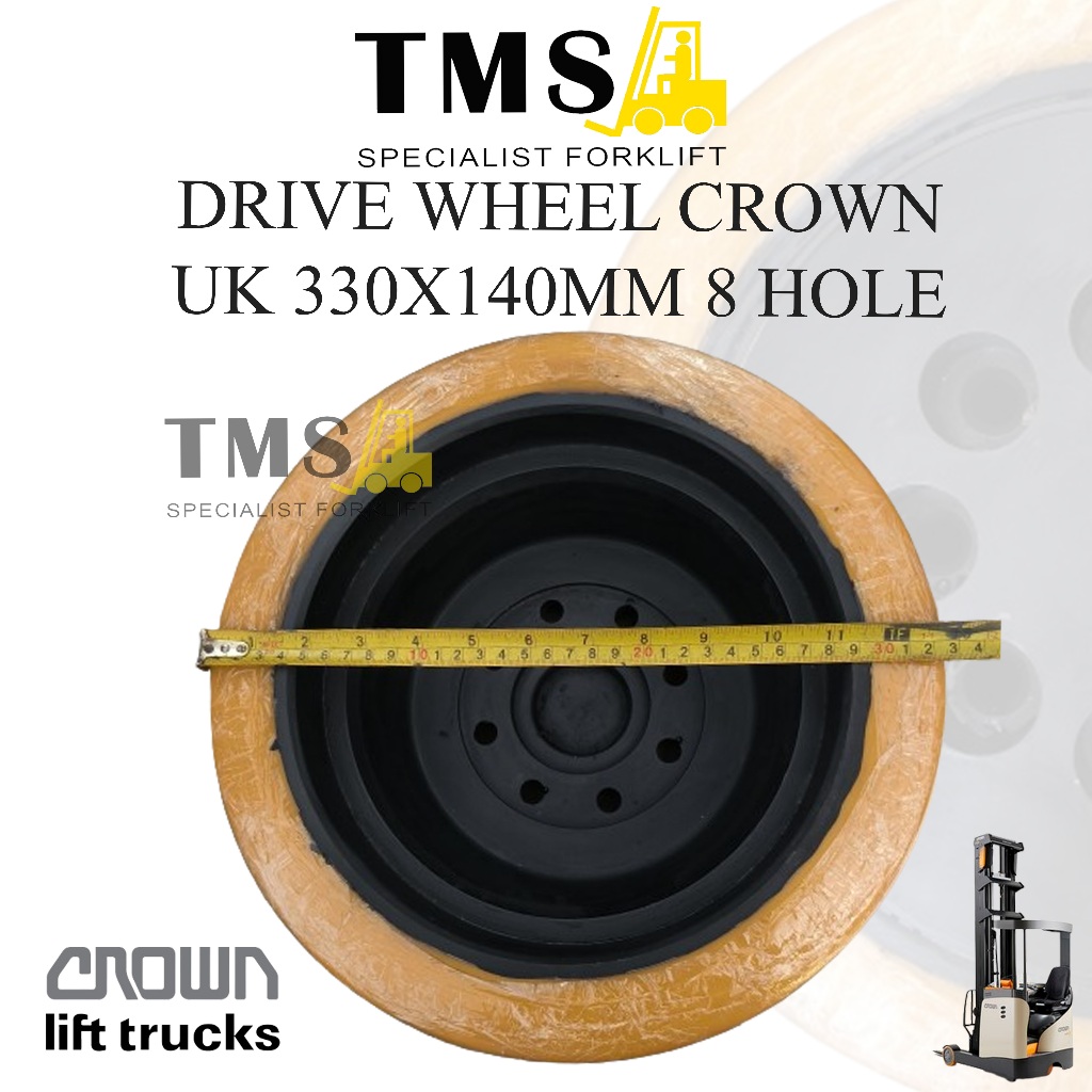 Roda Drive Crown RR 5700 Reachtruck 330x140 8 Hole Drive Wheel Forklift Crown Parts - Gambar 3