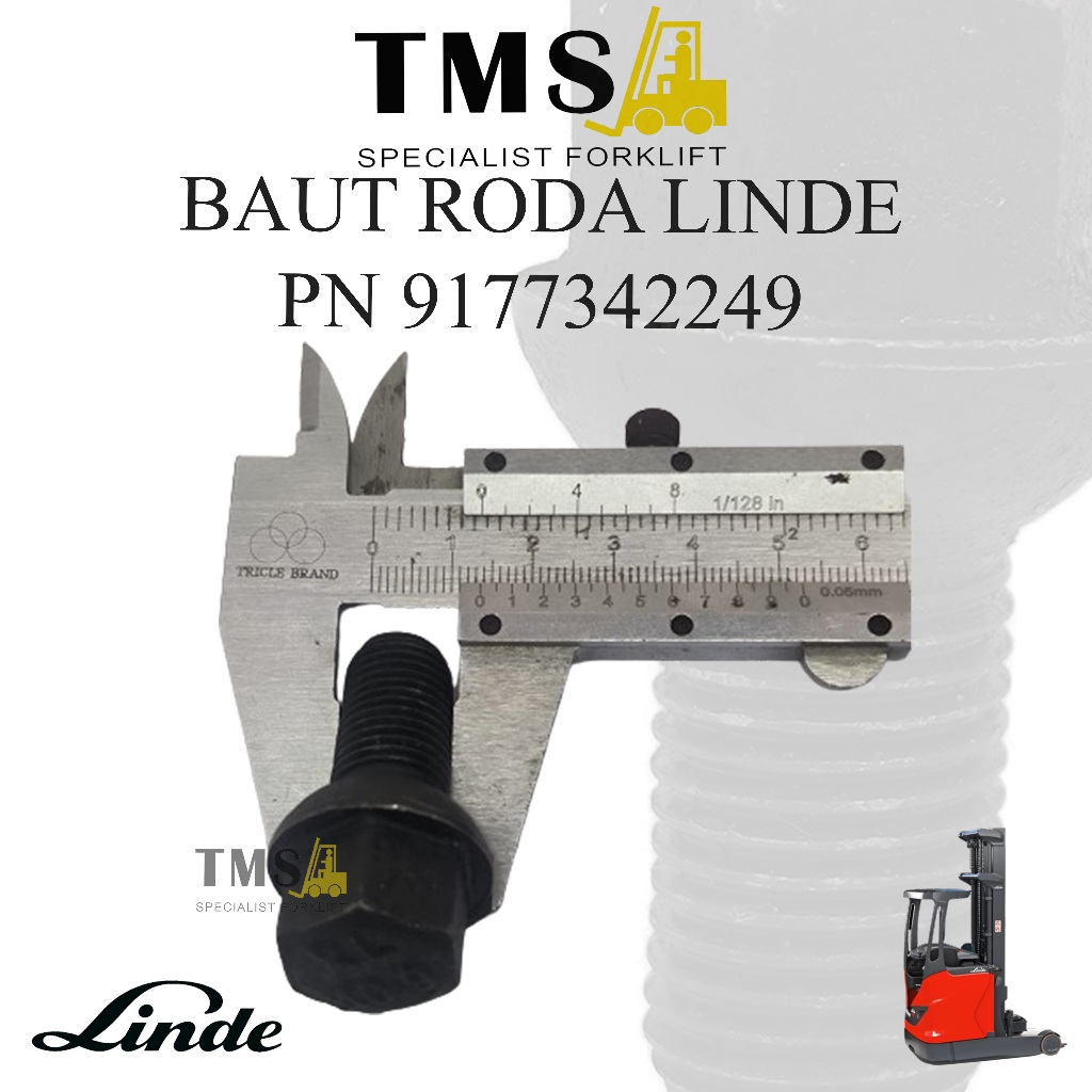 Baut Roda Forklift Reachtruck LINDE 9177342249 Wheel Bolt LINDE R20 E30 - Gambar 5