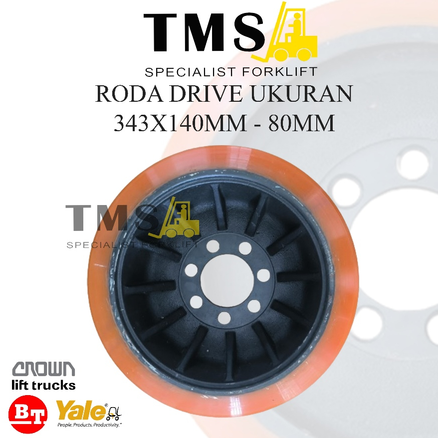 Roda Drive Wheel Reachtruck BT Yale Crown 343x140 -80mm - Gambar 2
