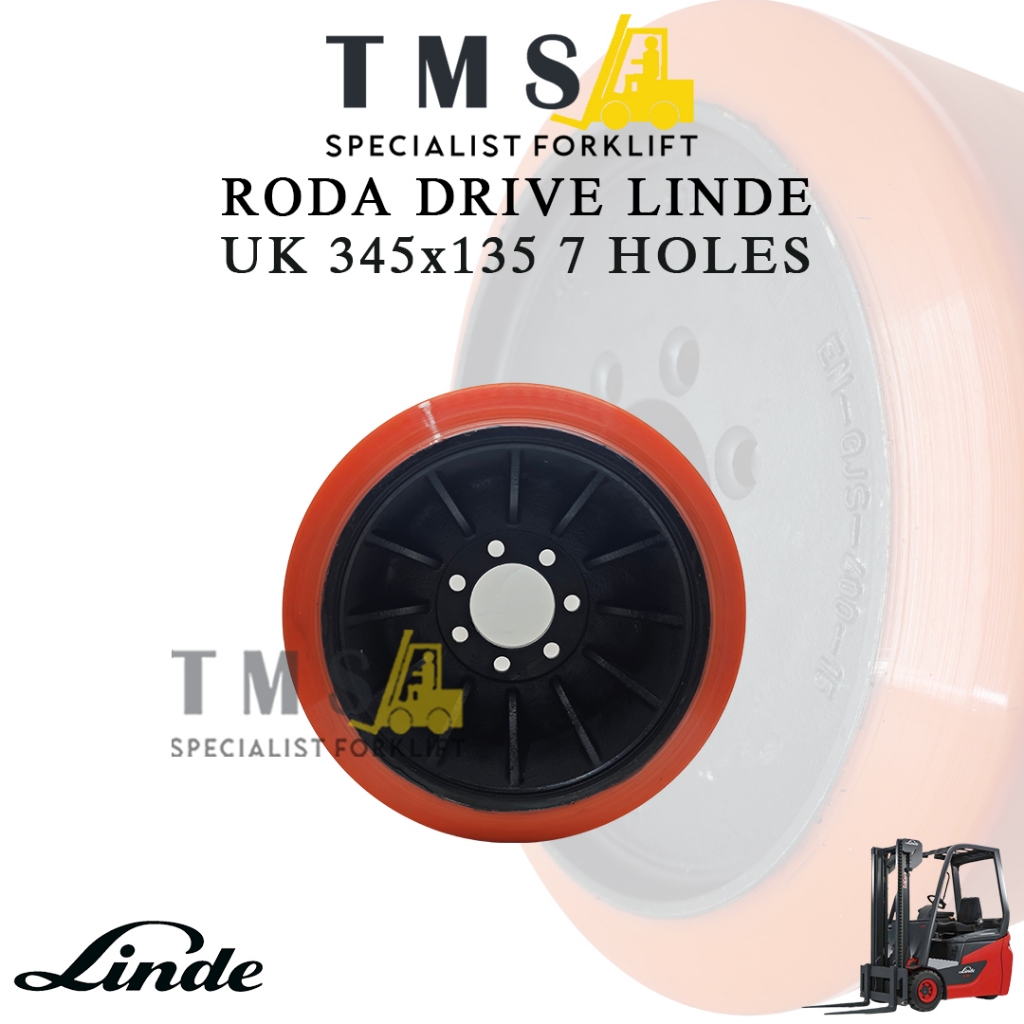 Roda Load Wheel Ukuran 345x135 7 Hole 80mm Linde Roda Forklift Heavy Duty - Gambar 2
