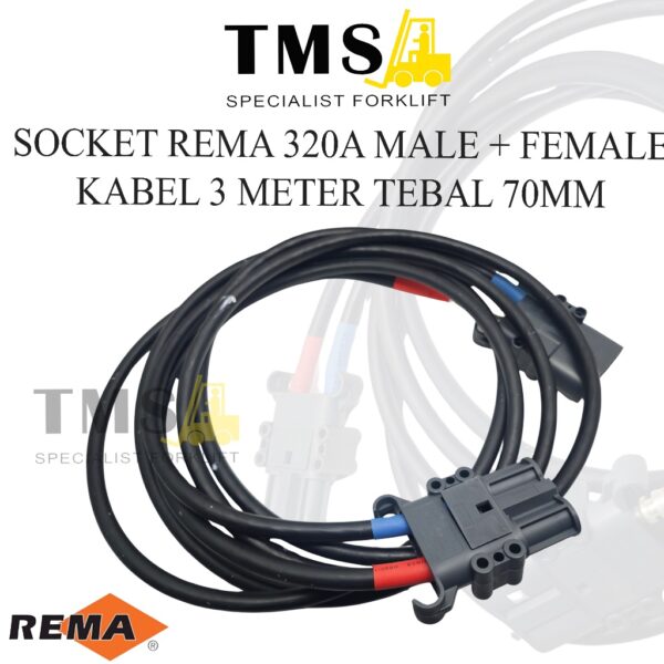 Socket Rema 320A Male + Female Kabel 3 Meter Tebal 70mm
