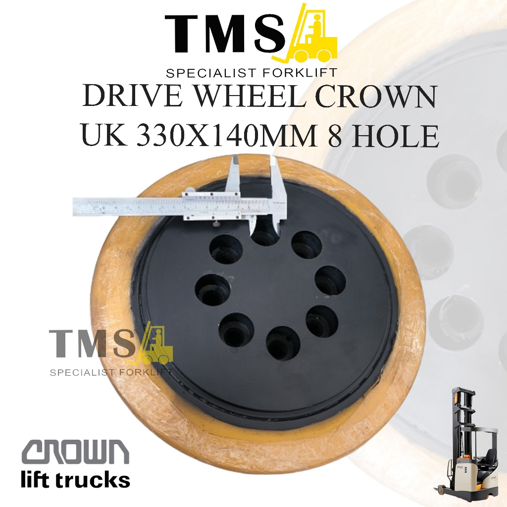 Roda Drive Crown RR 5700 Reachtruck 330x140 8 Hole Drive Wheel Forklift Crown Parts - Gambar 6