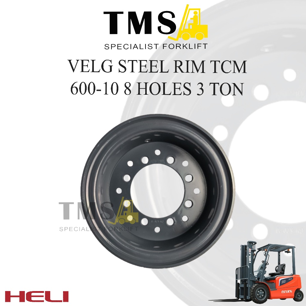 Velg Steel Rim TCM HELI 600-10 8 Hole Forklift 3 Ton - Gambar 2