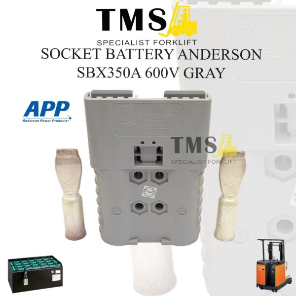 Socket Battery Anderson SBX350A 600V Max For Forklift Gray