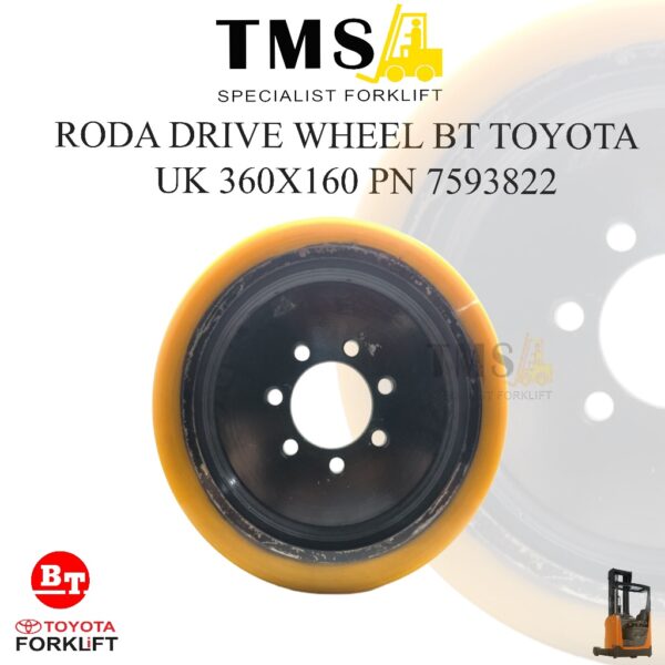 Roda Drive Wheel BT Toyota Reflex RAE RRE 2 Ton 360x160 BT 7593822 Forklift Reachtruck