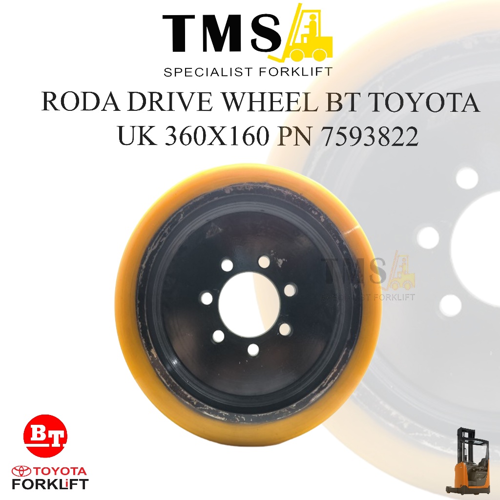 Roda Drive Wheel BT Toyota Reflex RAE RRE 2 Ton 360x160 BT 7593822 Forklift Reachtruck