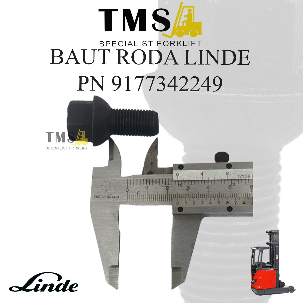 Baut Roda Forklift Reachtruck LINDE 9177342249 Wheel Bolt LINDE R20 E30 - Gambar 6