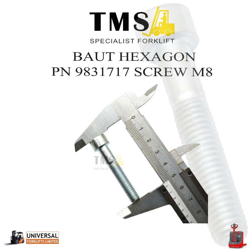 Baut Hexagon 9831717 Forklift Head CAP Screw M8 Stacker Pallet Mover Electric - Gambar 3