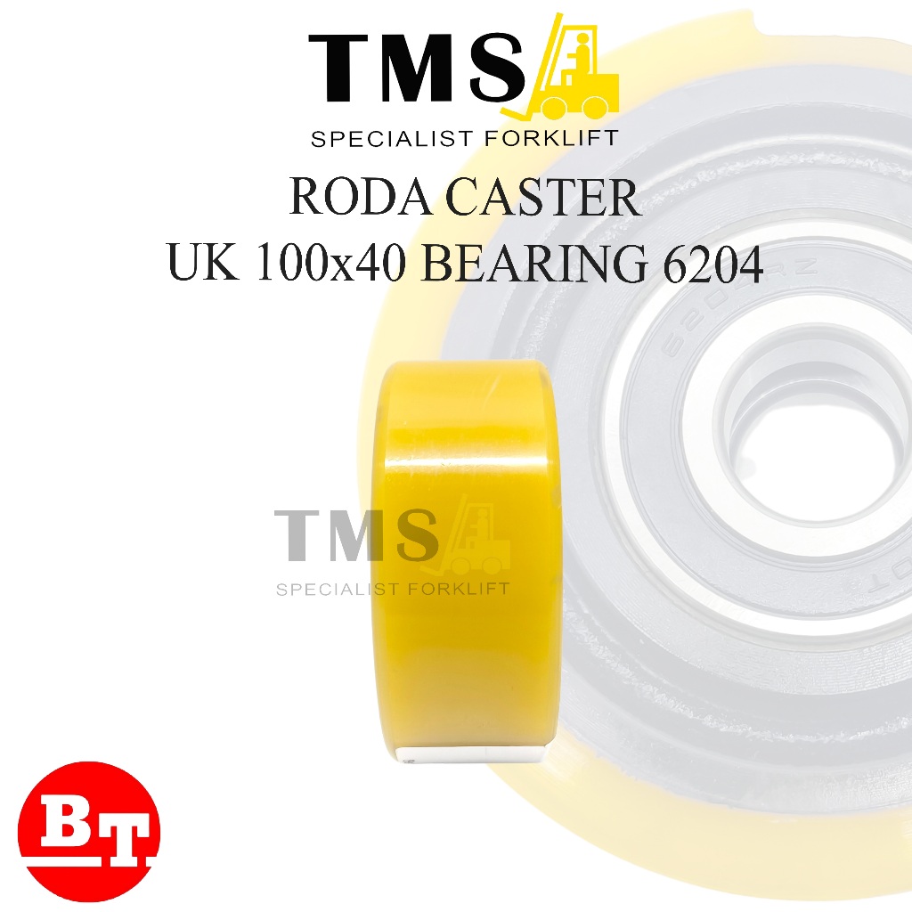 Roda Caster Forklift 100x40 Bearing 6204 Wheel Supporting Stacket Pallet Mover - Gambar 3
