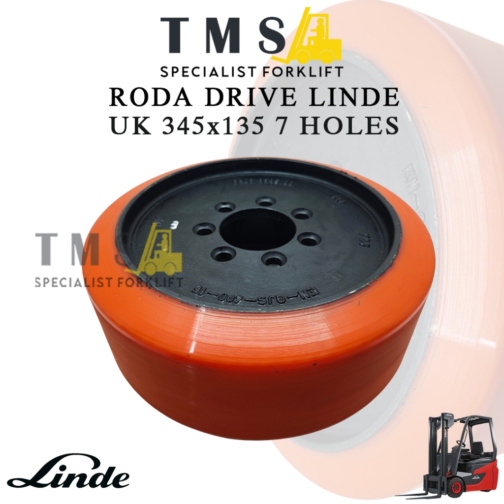 Roda Load Wheel Ukuran 345x135 7 Hole 80mm Linde Roda Forklift Heavy Duty - Gambar 5