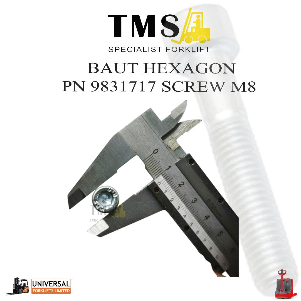 Baut Hexagon 9831717 Forklift Head CAP Screw M8 Stacker Pallet Mover Electric - Gambar 4