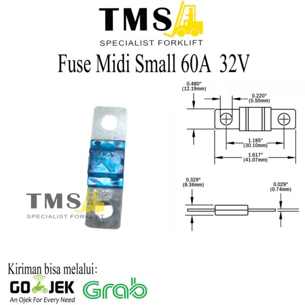Fuse BF1 small Midi 60A 32V for Forklift - Sekring BF1 60A 32V